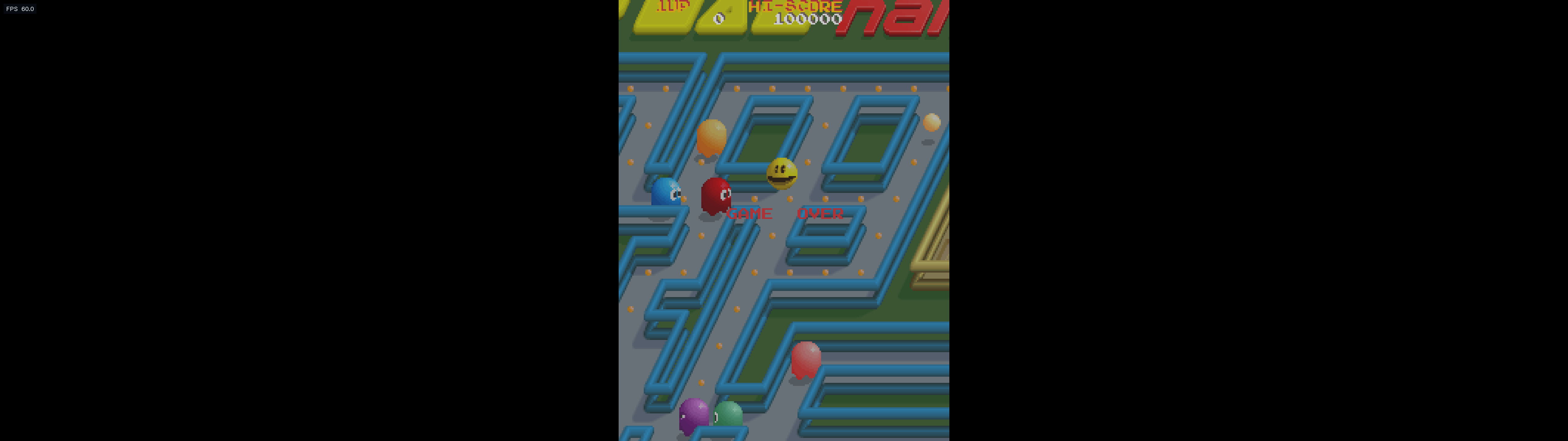 Pac-Mania running vertically in WhittyArcade